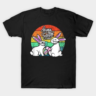 Vintage retro sunset bunny easter friends T-Shirt